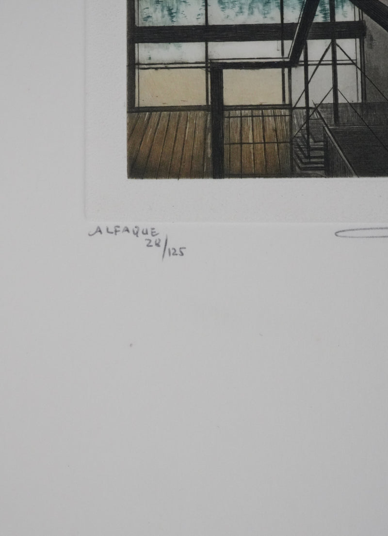 Alfonso AYUSO : Vue sur le lac, Gravure originale signée