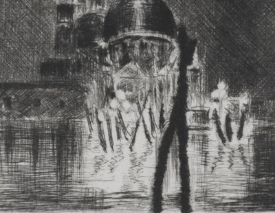 Camille COMBE : Venise, La Salute dans la nuit, Gravure originale signée