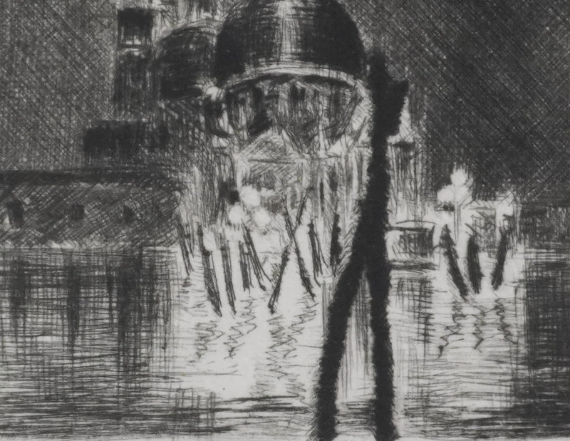 Camille COMBE : Venise, La Salute dans la nuit, Gravure originale signée