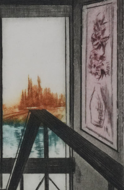 Alfonso AYUSO : Vue sur le lac, Gravure originale signée