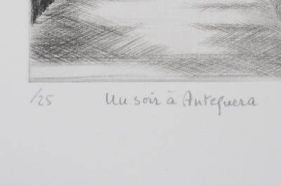 Camille COMBE : Un soir à Antequera, Gravure originale signée