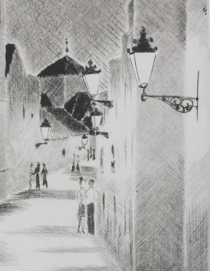 Camille COMBE : Un soir à Antequera, Gravure originale signée