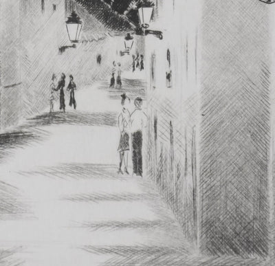 Camille COMBE : Un soir à Antequera, Gravure originale signée