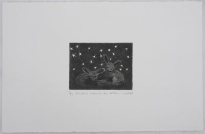 Camille COMBE : Les petits renards des sables, Gravure originale signée
