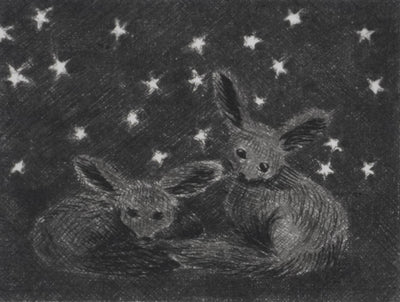 Camille COMBE : Les petits renards des sables, Gravure originale signée