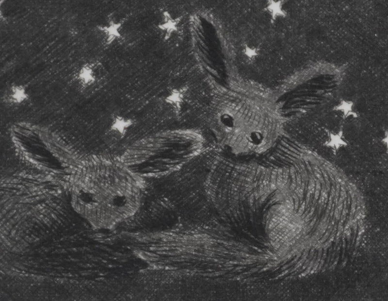 Camille COMBE : Les petits renards des sables, Gravure originale signée
