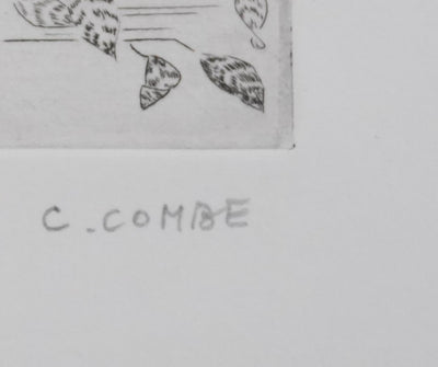 Camille COMBE : Les biches dans la clairière, Gravure originale signée