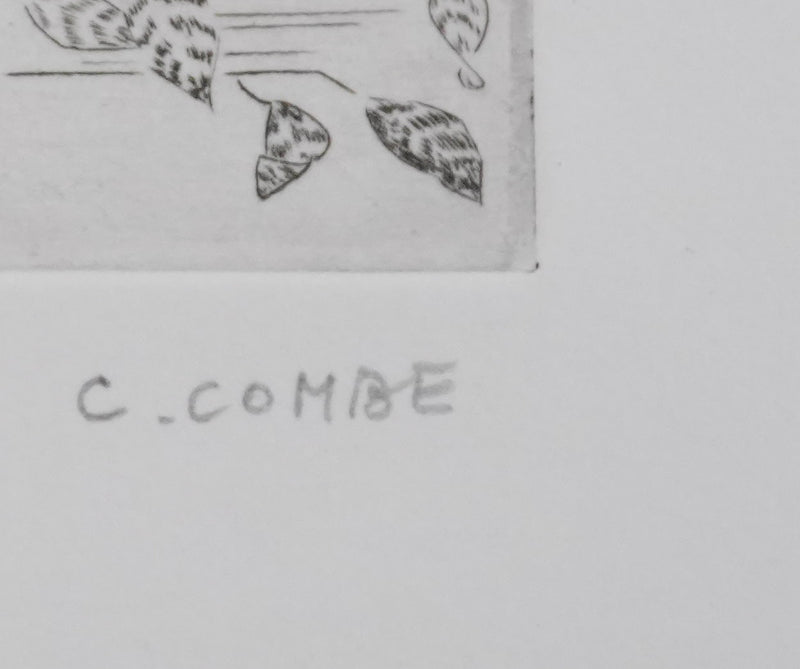 Camille COMBE : Les biches dans la clairière, Gravure originale signée