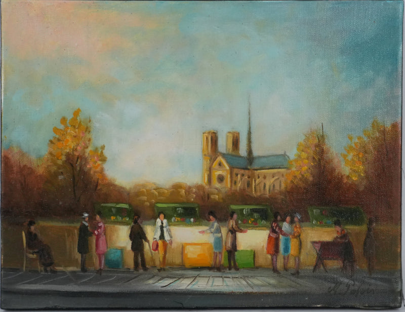 Michel PABOIS : Paris, Les bords de Seine vue sur Notre Dame, Huile sur toile originale signée