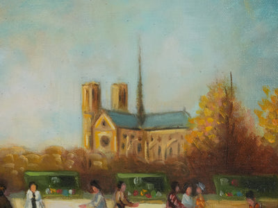 Michel PABOIS : Paris, Les bords de Seine vue sur Notre Dame, Huile sur toile originale signée