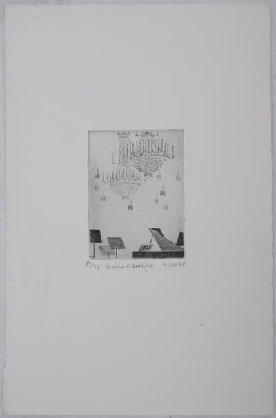 Camille COMBE : Lumière et musique, Gravure originale signée