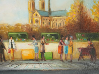 Michel PABOIS : Paris, Les bords de Seine vue sur Notre Dame, Huile sur toile originale signée