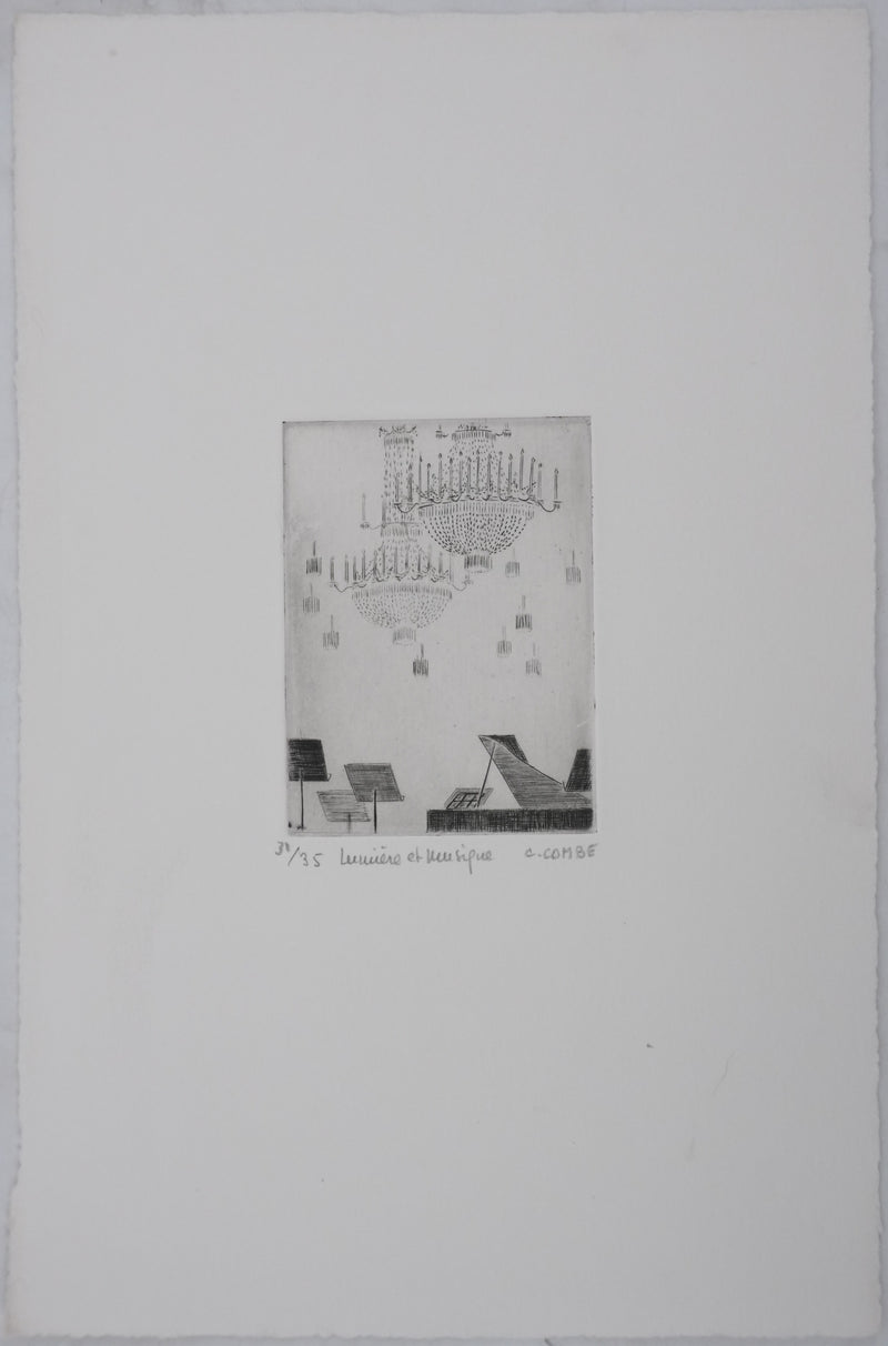 Camille COMBE : Lumière et musique, Gravure originale signée