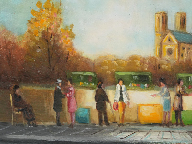 Michel PABOIS : Paris, Les bords de Seine vue sur Notre Dame, Huile sur toile originale signée