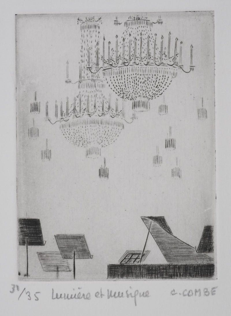Camille COMBE : Lumière et musique, Gravure originale signée