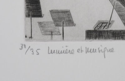 Camille COMBE : Lumière et musique, Gravure originale signée