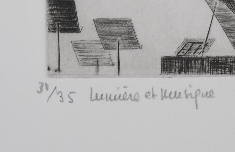 Camille COMBE : Lumière et musique, Gravure originale signée