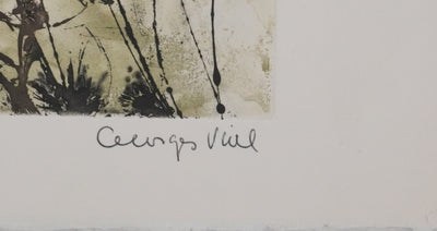 Georges VIAL : Les fleurs d'automne, Gravure originale signée