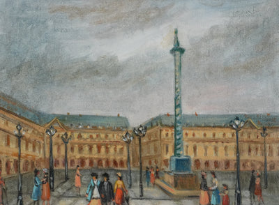 Michel PABOIS : Paris, La place Vendôme, Huile sur toile originale signée