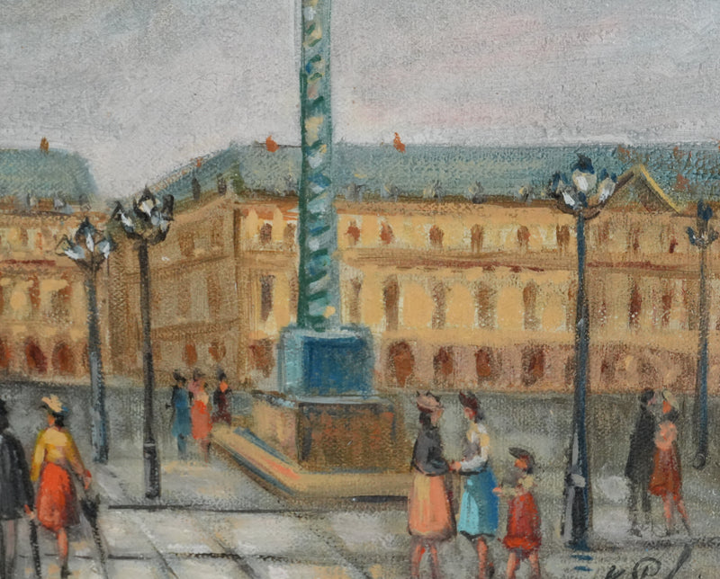 Michel PABOIS : Paris, La place Vendôme, Huile sur toile originale signée