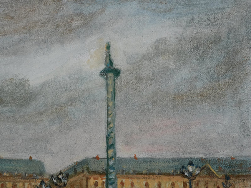 Michel PABOIS : Paris, La place Vendôme, Huile sur toile originale signée
