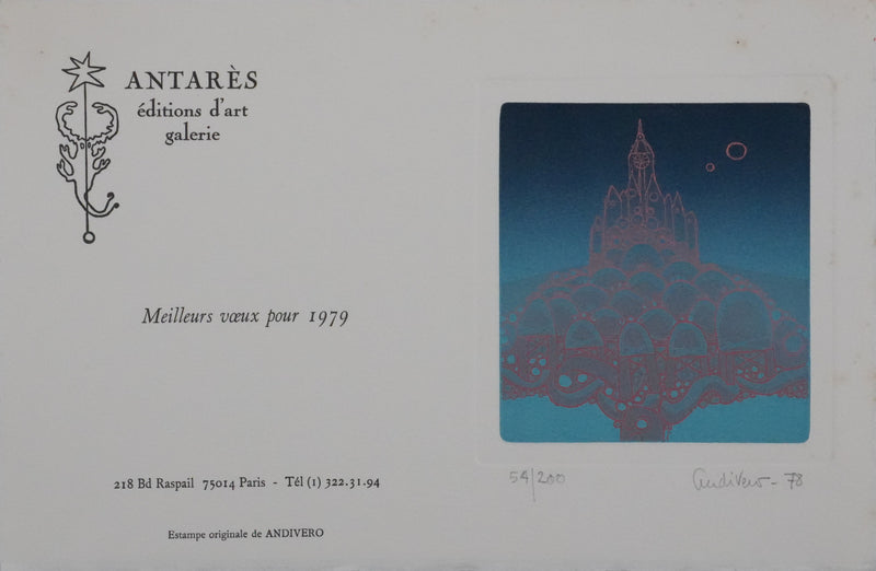 Antonio ANDIVERO : La cathédrale, Gravure originale signée