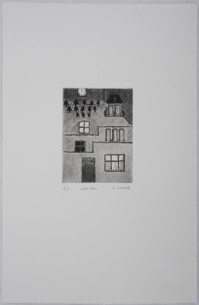 Camille COMBE : Carillon à minuit, Gravure originale signée