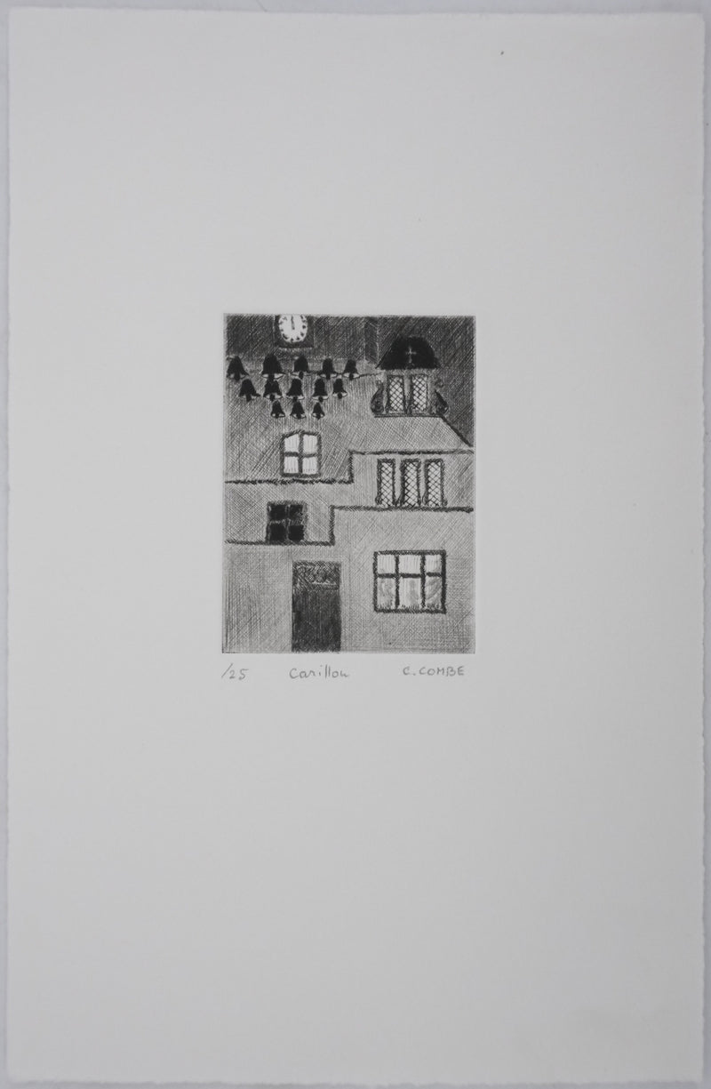 Camille COMBE : Carillon à minuit, Gravure originale signée