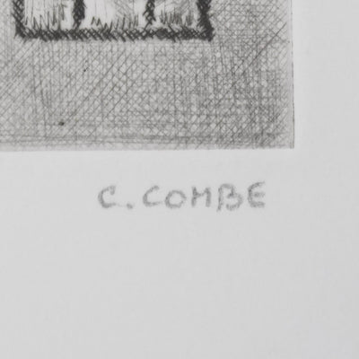 Camille COMBE : Carillon à minuit, Gravure originale signée