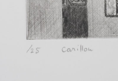 Camille COMBE : Carillon à minuit, Gravure originale signée