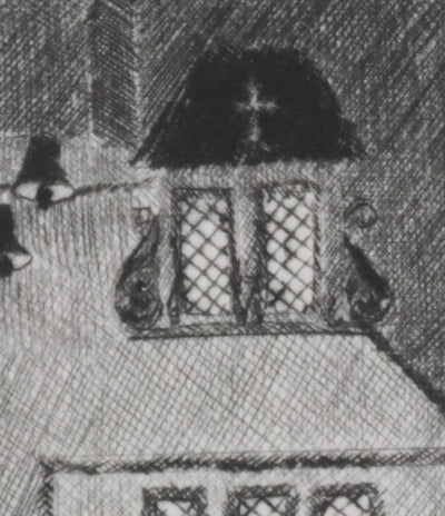 Camille COMBE : Carillon à minuit, Gravure originale signée