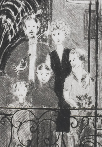 Camille COMBE : Soir de feu d'artifice, Gravure originale signée