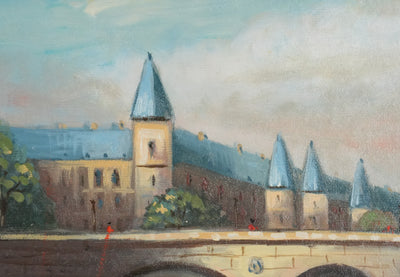 Michel PABOIS : Paris, Le passage du bateau devant la Conciergerie, Huile sur toile originale signée