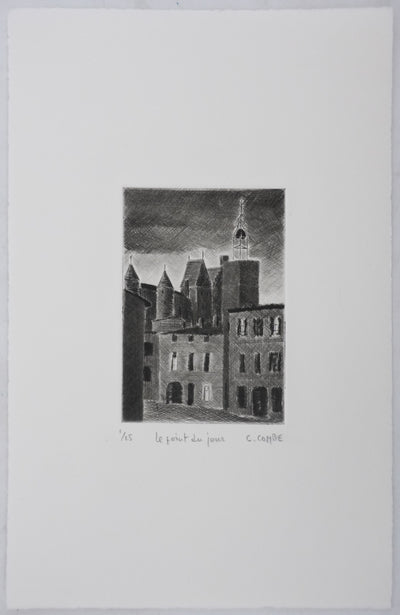 Camille COMBE : Le point du jour, Gravure originale signée