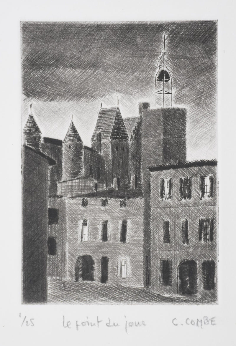 Camille COMBE : Le point du jour, Gravure originale signée