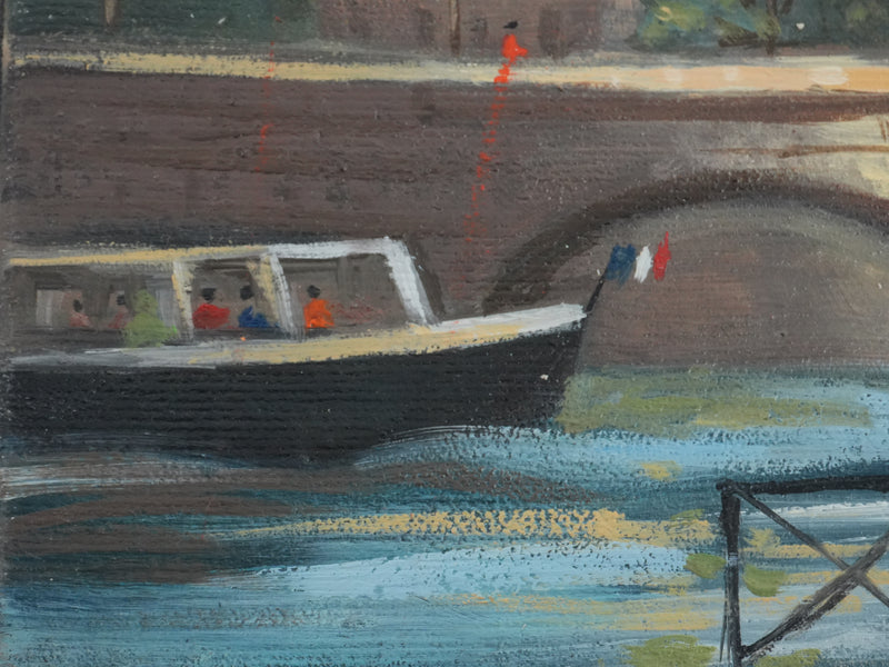 Michel PABOIS : Paris, Le passage du bateau devant la Conciergerie, Huile sur toile originale signée