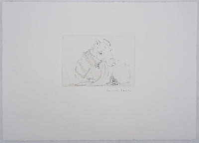 Camille COMBE : Tête de chien, Gravure originale signée