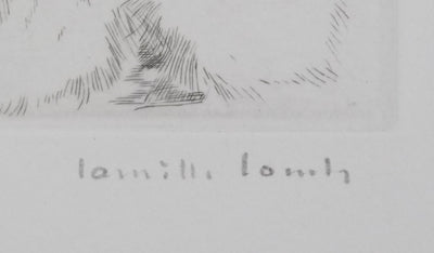 Camille COMBE : Tête de chien, Gravure originale signée