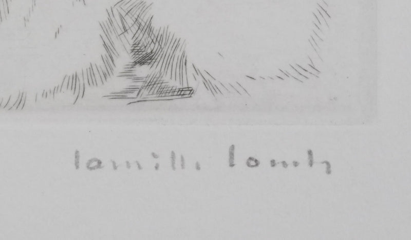Camille COMBE : Tête de chien, Gravure originale signée