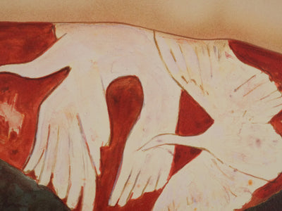 Alain BONNEFOIT : Nu au cygne, Lithographie originale signée