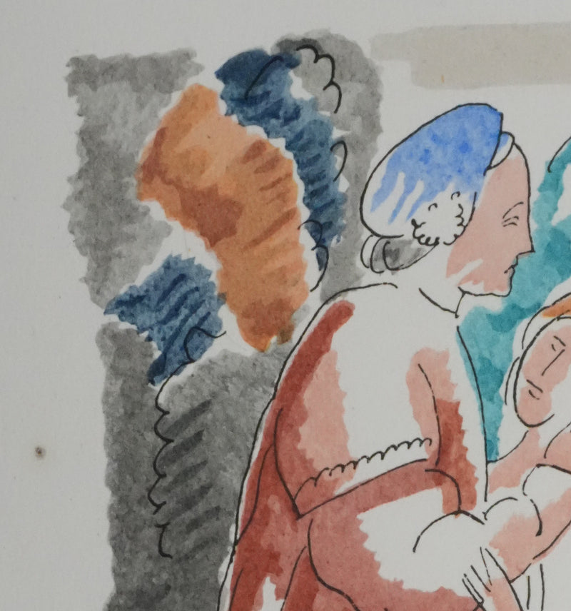 Adolphe FEDER : Couple amoureux, Lithographie originale signée