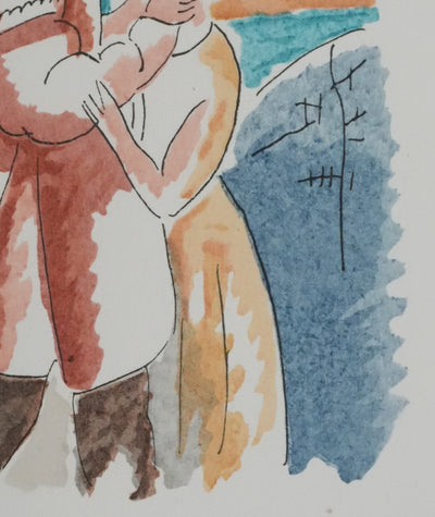 Adolphe FEDER : Couple amoureux, Lithographie originale signée