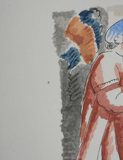 Adolphe FEDER : Couple amoureux, Lithographie originale signée