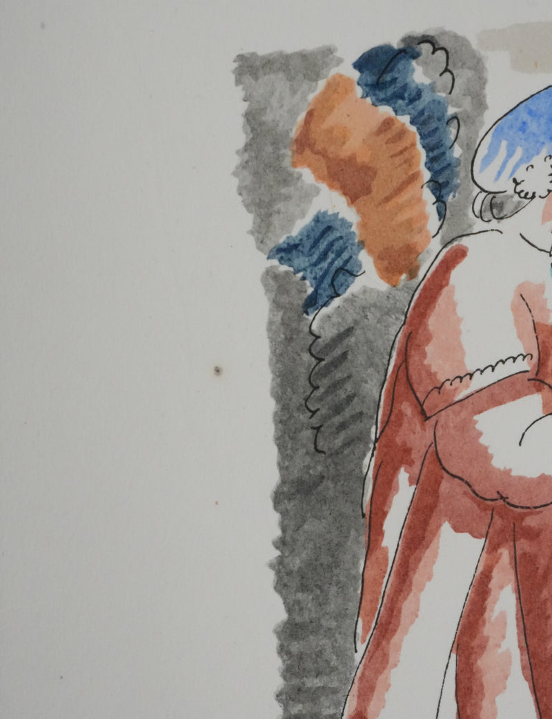 Adolphe FEDER : Couple amoureux, Lithographie originale signée