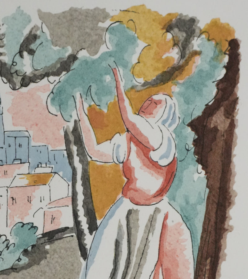 Adolphe FEDER : La cueillette, Lithographie originale signée