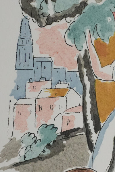 Adolphe FEDER : La cueillette, Lithographie originale signée