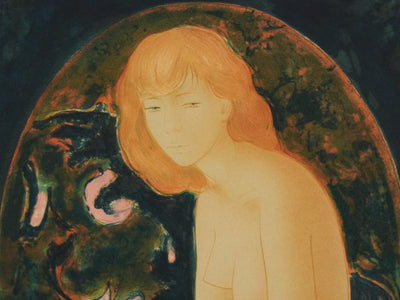 Alain BONNEFOIT : Nu au médaillon, Lithographie originale signée