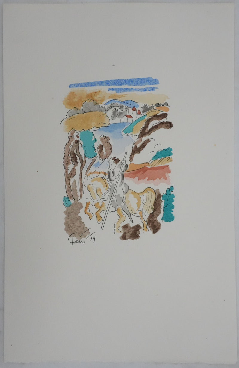 Adolphe FEDER : A cheval, Lithographie originale signée