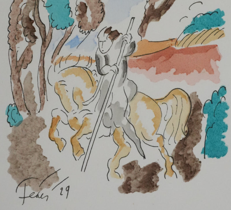 Adolphe FEDER : A cheval, Lithographie originale signée