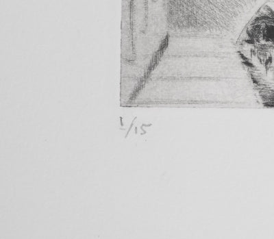 Camille COMBE : Le pont de Venise, Gravure originale signée